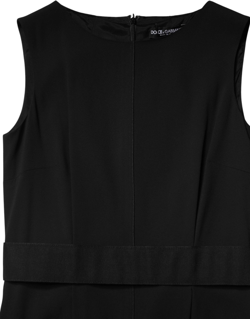 Dolce & Gabbana Black Sleeveless Sheath Knee Length Dress Zwart