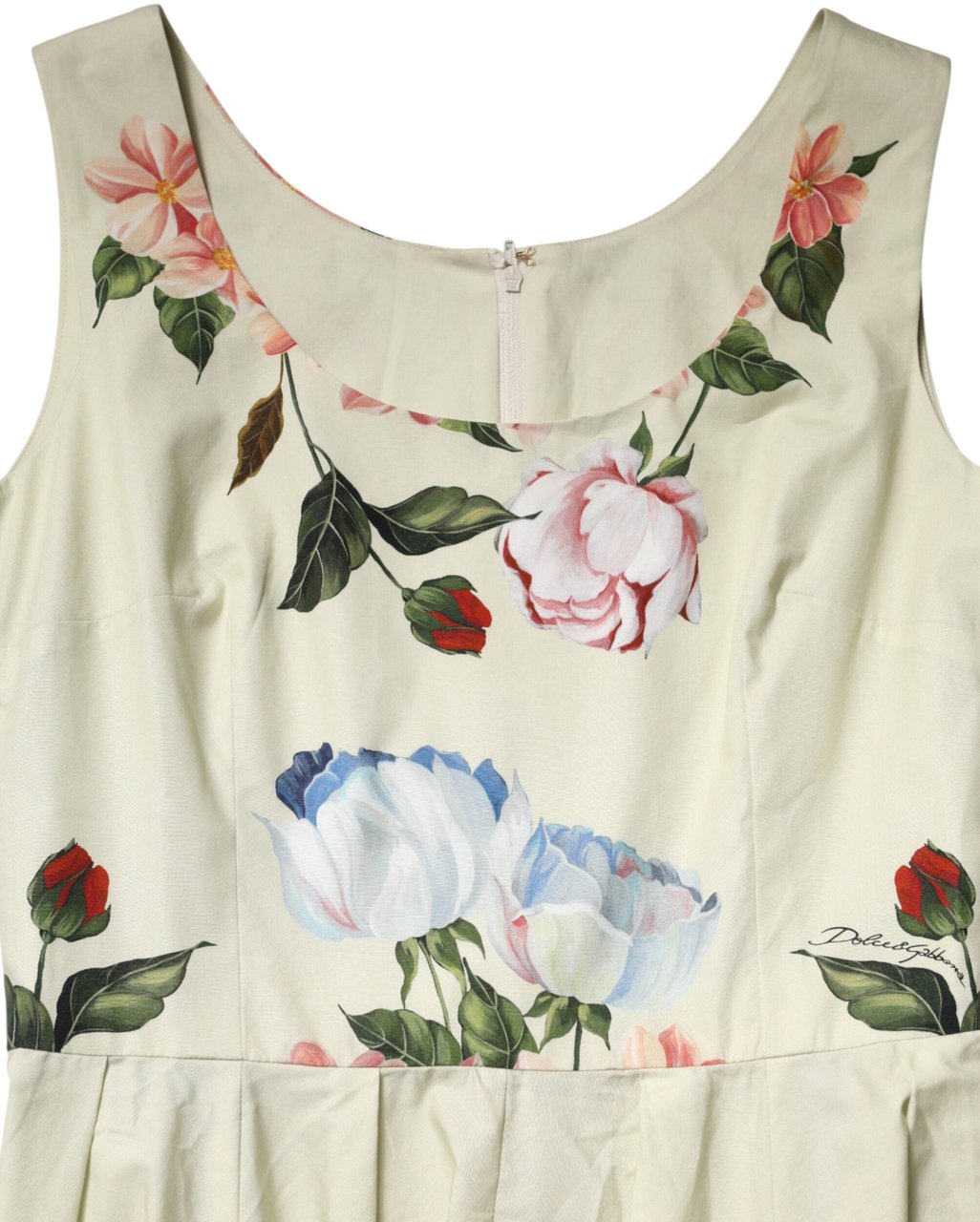 Dolce & Gabbana Beige Floral Sleeveless A-line Dress Beige