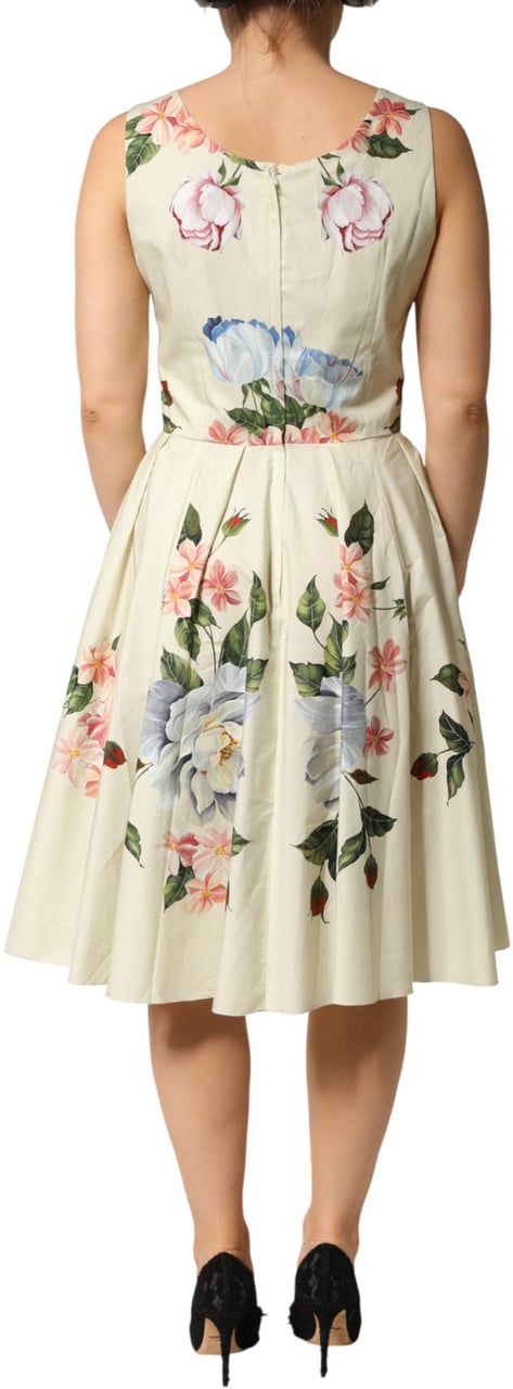 Dolce & Gabbana Beige Floral Sleeveless A-line Dress Beige