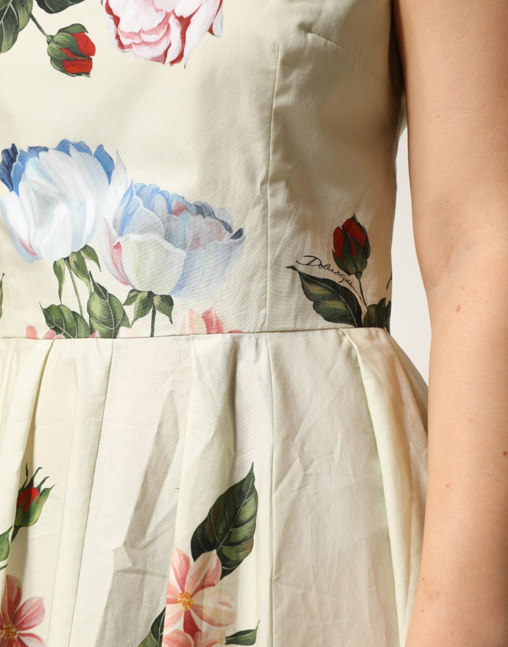 Dolce & Gabbana Beige Floral Sleeveless A-line Dress Beige
