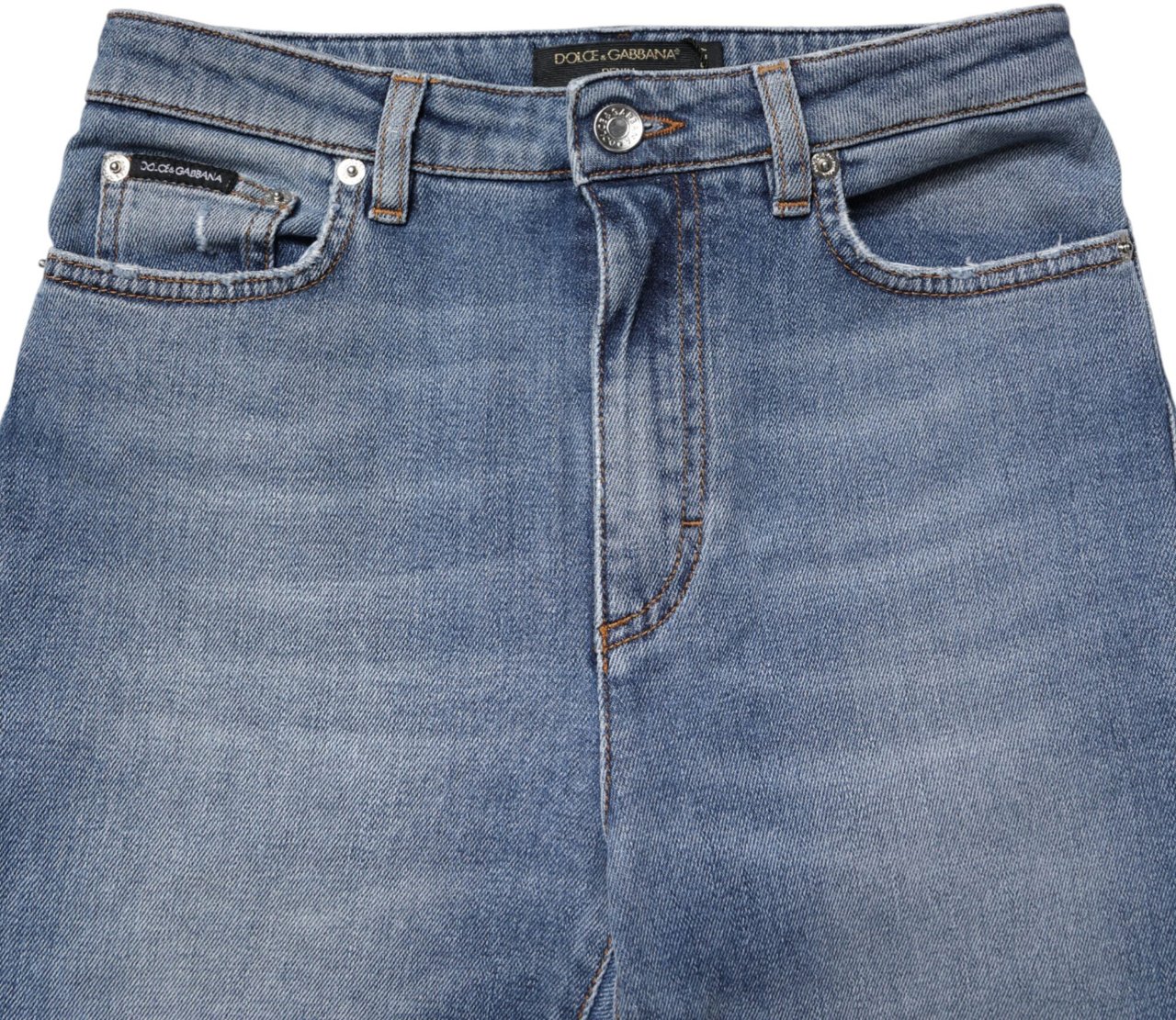 Dolce & Gabbana Blue Washed Cotton Skinny Denim Trouser Jeans Blauw