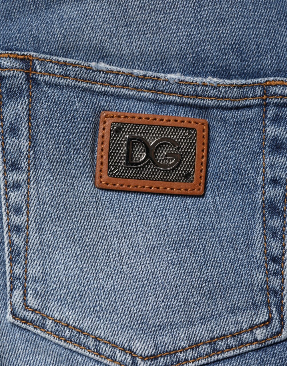 Dolce & Gabbana Blue Washed Cotton Skinny Denim Trouser Jeans Blauw