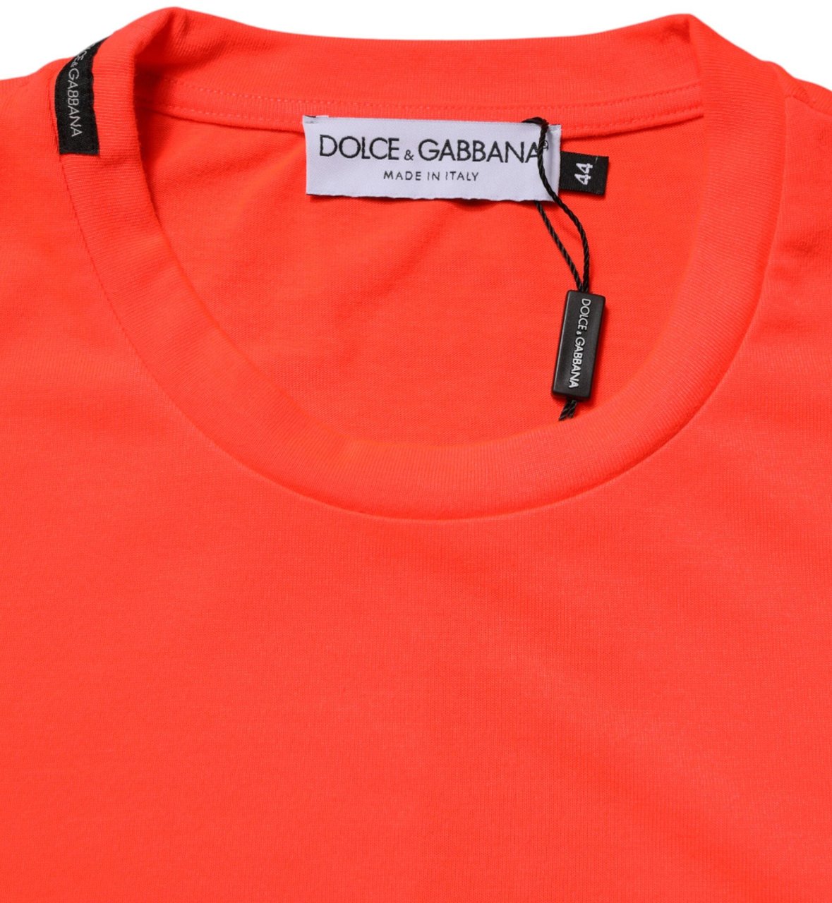Dolce & Gabbana Neon Orange Polyester Crew Neck Men T-shirt Oranje