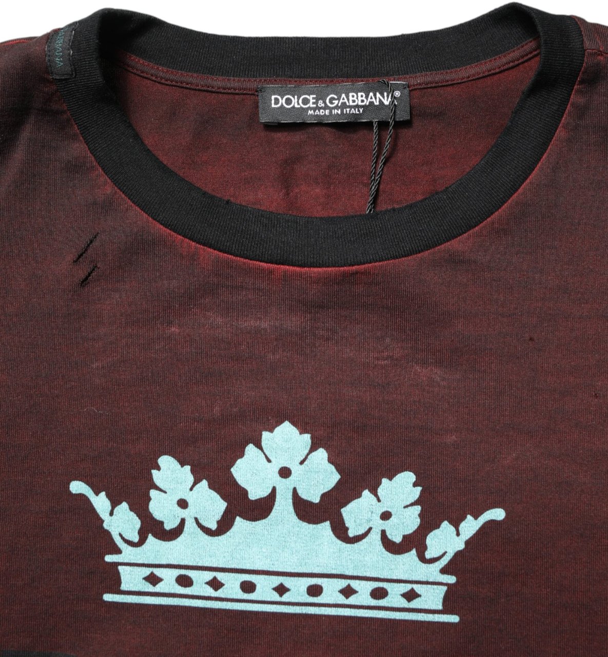 Dolce & Gabbana Maroon DG Crown Cotton Crew Neck Men T-shirt Maroon