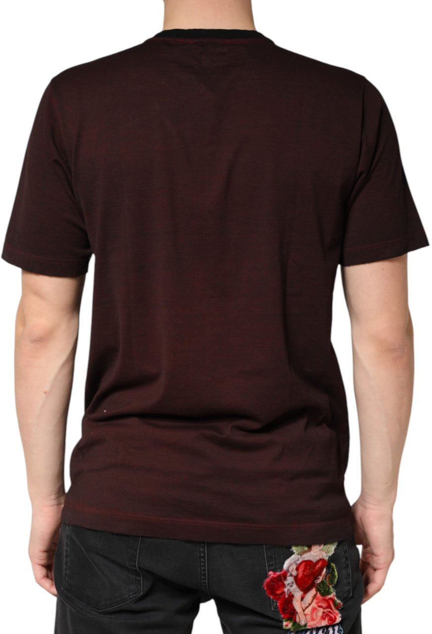 Dolce & Gabbana Maroon DG Crown Cotton Crew Neck Men T-shirt Maroon