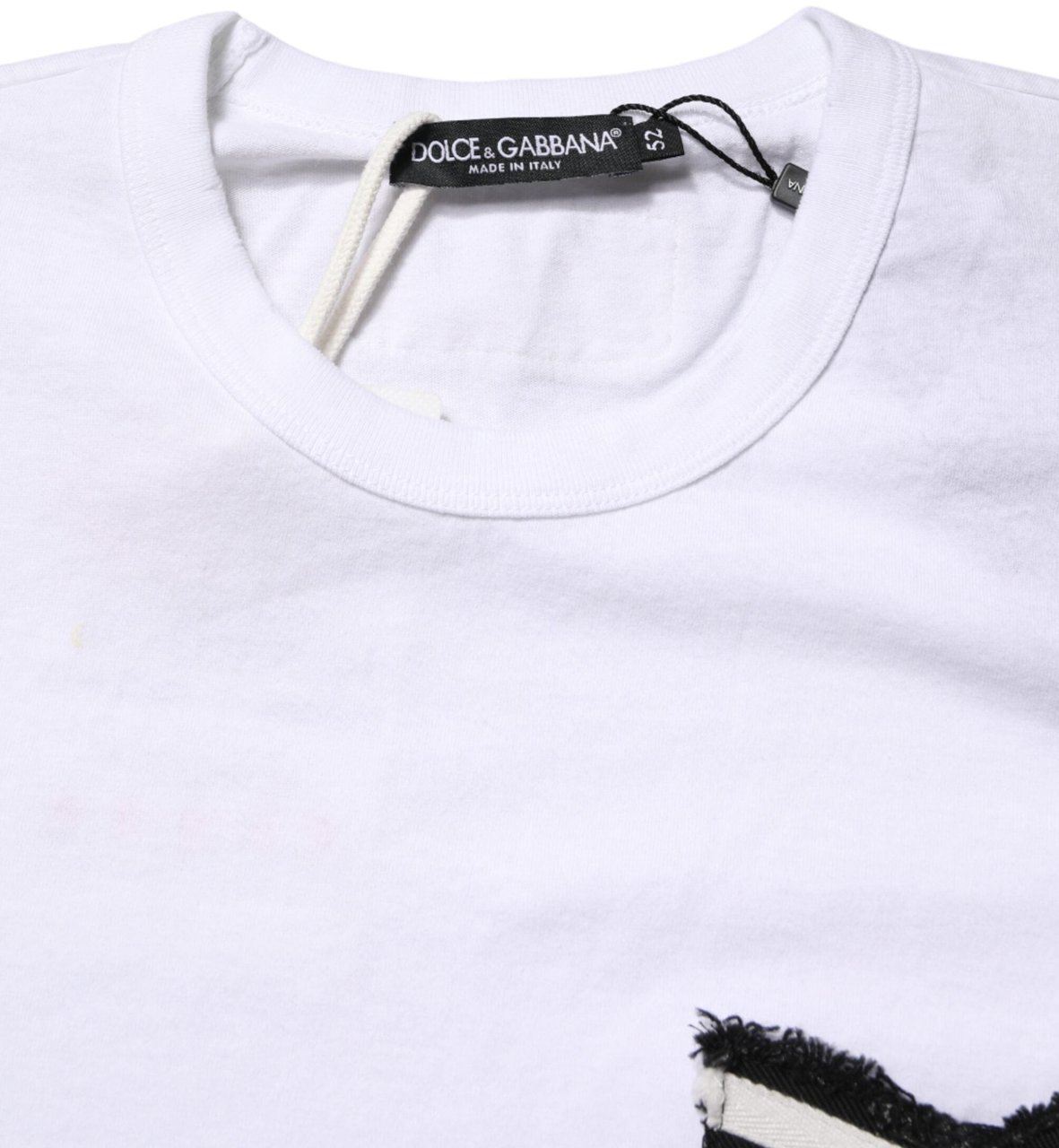 Dolce & Gabbana White Stripes Cotton Crew Neck Tee T-shirt Wit
