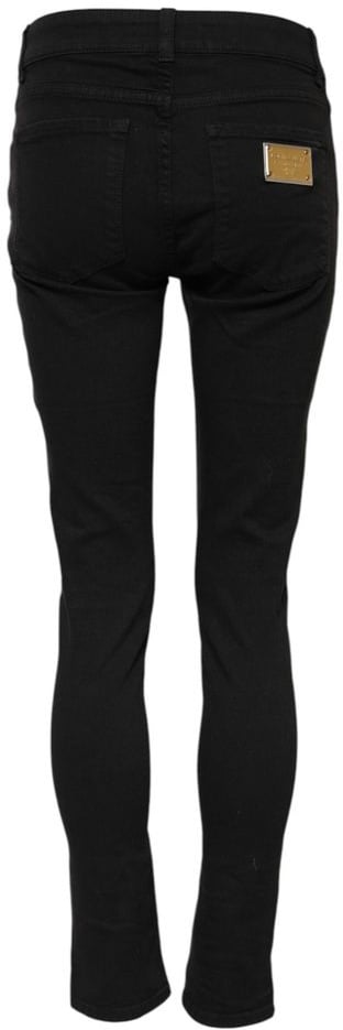 Dolce & Gabbana Black Cotton Skinny Jeans Zwart