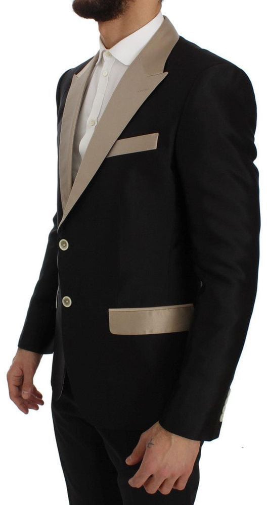 Dolce & Gabbana Black Silk Blazer Zwart