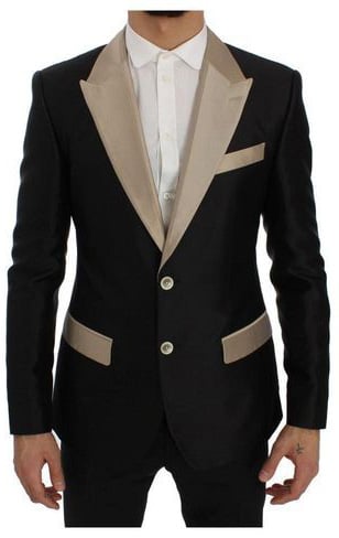 Dolce & Gabbana Black Silk Blazer Zwart
