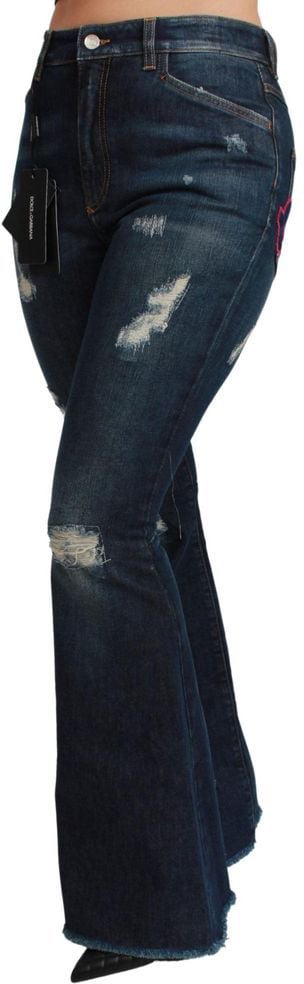 Dolce & Gabbana Blue Cotton Flared Jeans Blauw