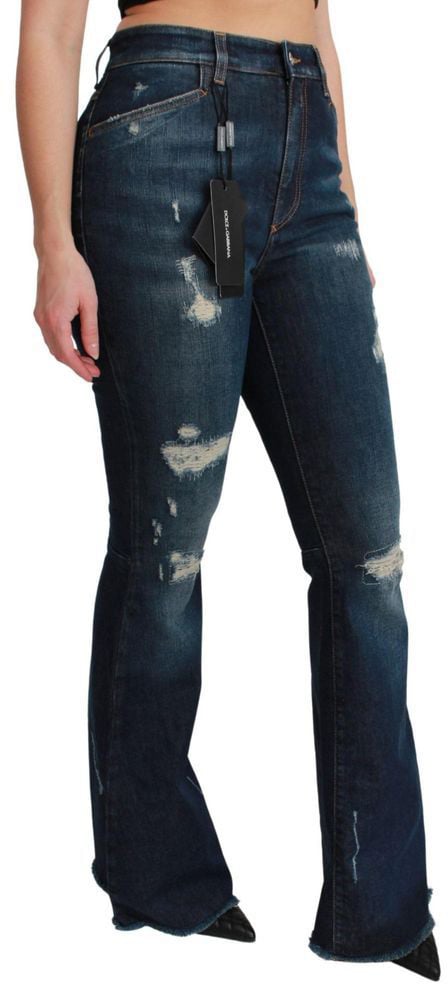 Dolce & Gabbana Blue Cotton Flared Jeans Blauw