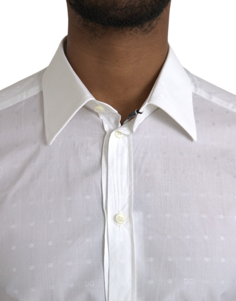 Dolce & Gabbana White Logo Cotton Men Dress GOLD Shirt Goud