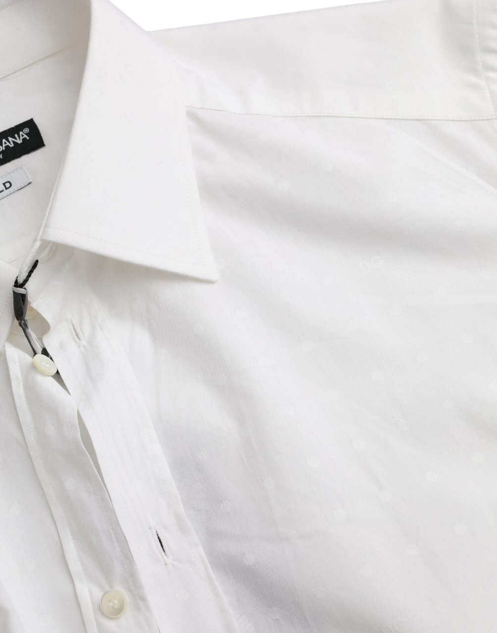 Dolce & Gabbana White Logo Cotton Men Dress GOLD Shirt Goud