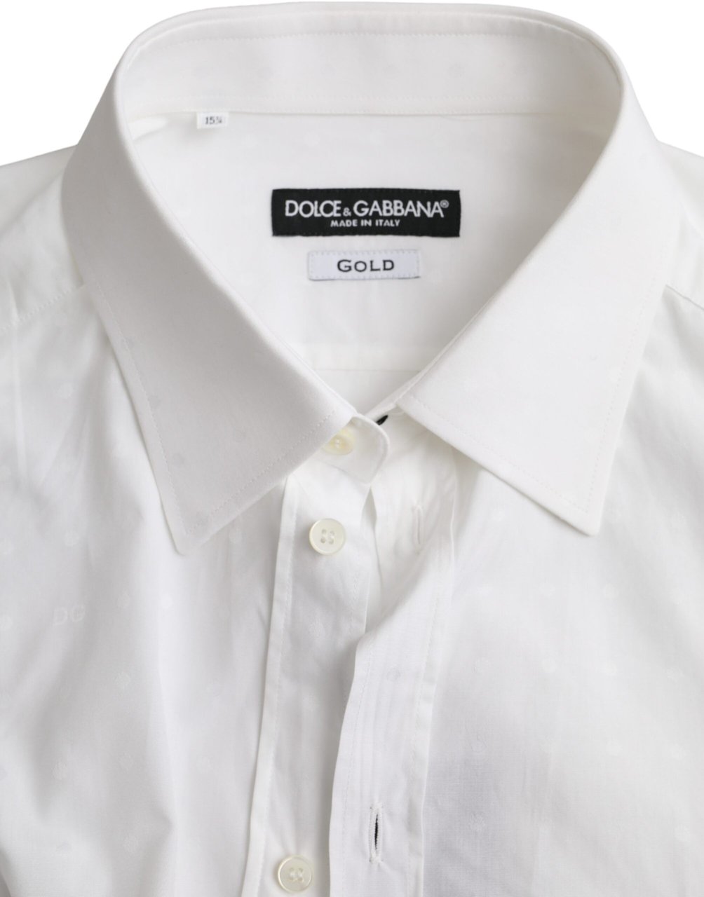 Dolce & Gabbana White Logo Cotton Men Dress GOLD Shirt Goud
