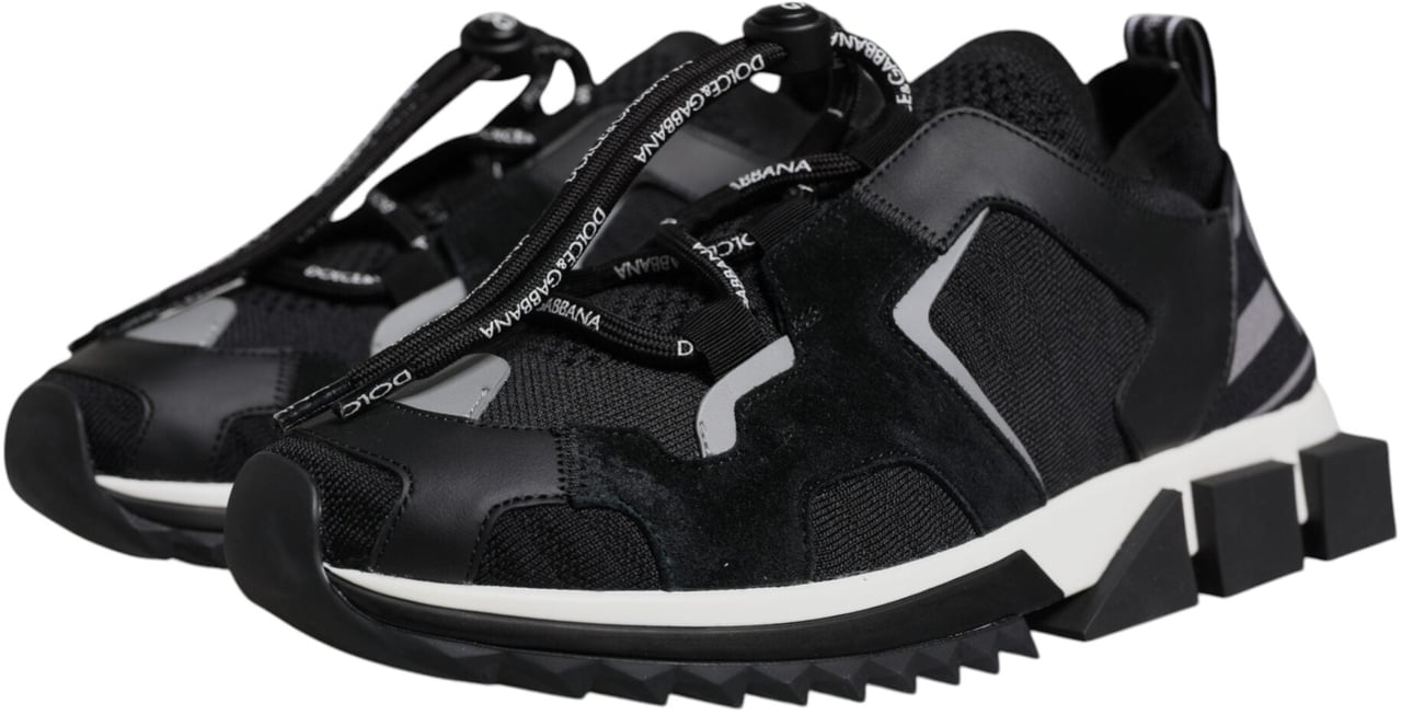 Dolce & Gabbana Black Mesh Sorrento Trekking Sneakers Shoes Zwart