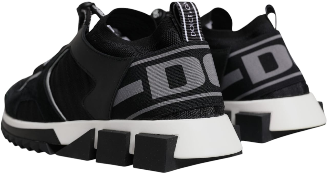Dolce & Gabbana Black Mesh Sorrento Trekking Sneakers Shoes Zwart