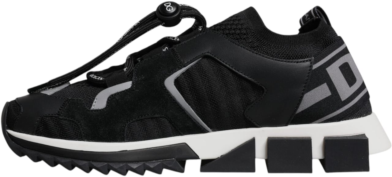 Dolce & Gabbana Black Mesh Sorrento Trekking Sneakers Shoes Zwart