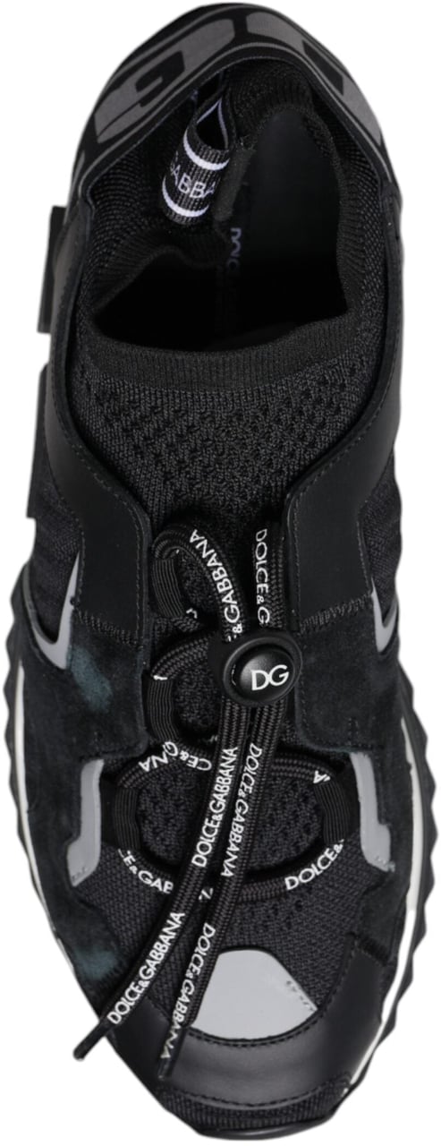 Dolce & Gabbana Black Mesh Sorrento Trekking Sneakers Shoes Zwart