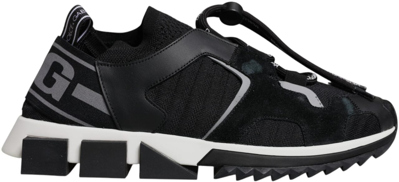 Dolce & Gabbana Black Mesh Sorrento Trekking Sneakers Shoes Zwart