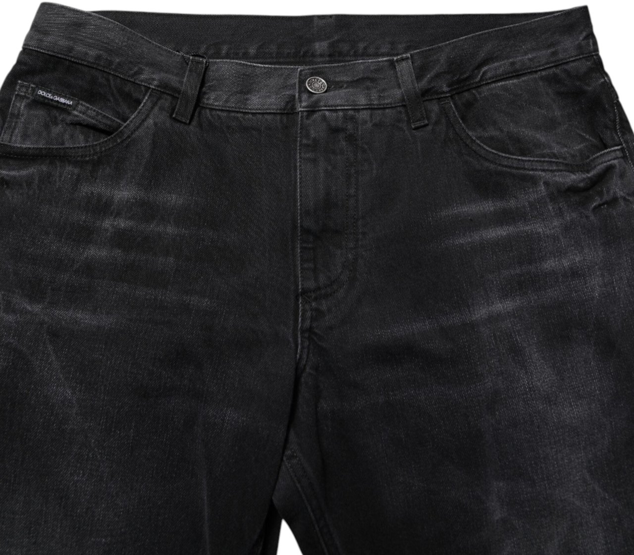 Dolce & Gabbana Black Washed Cotton Skinny Men Denim Jeans Zwart