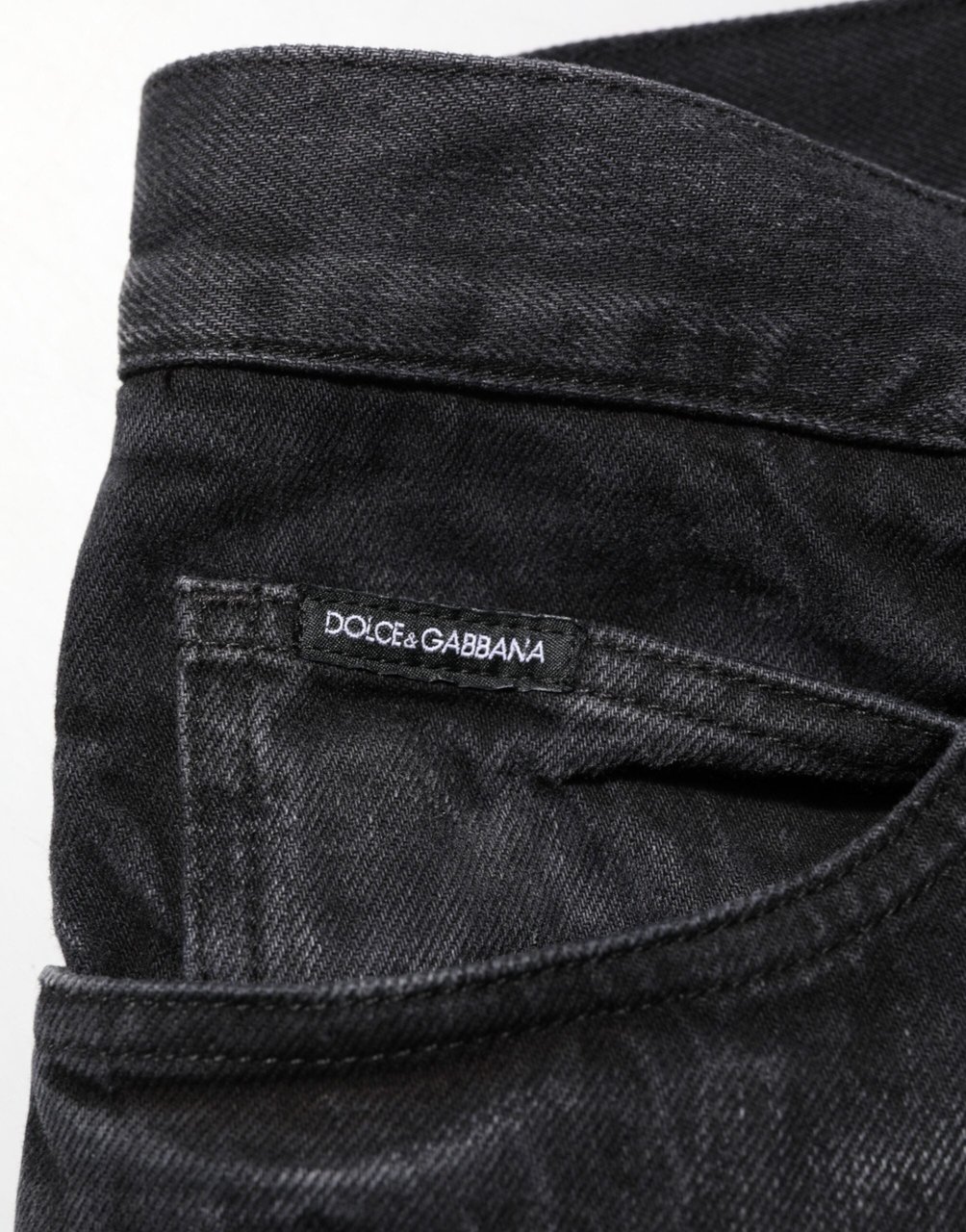 Dolce & Gabbana Black Washed Cotton Skinny Men Denim Jeans Zwart