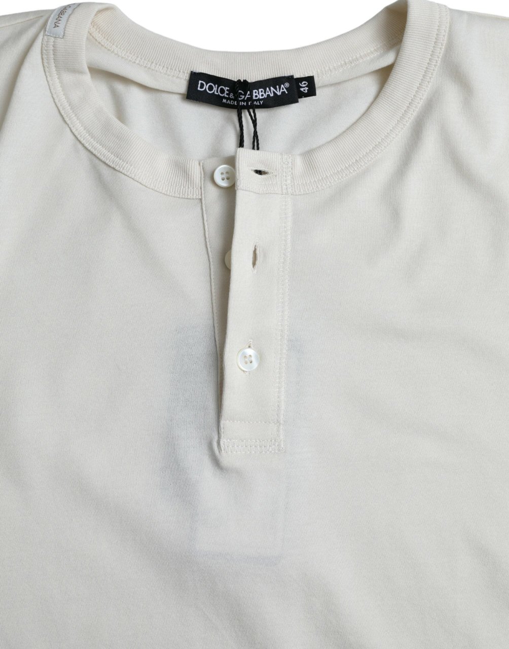 Dolce & Gabbana White Cotton Long Sleeve T-Shirt Wit