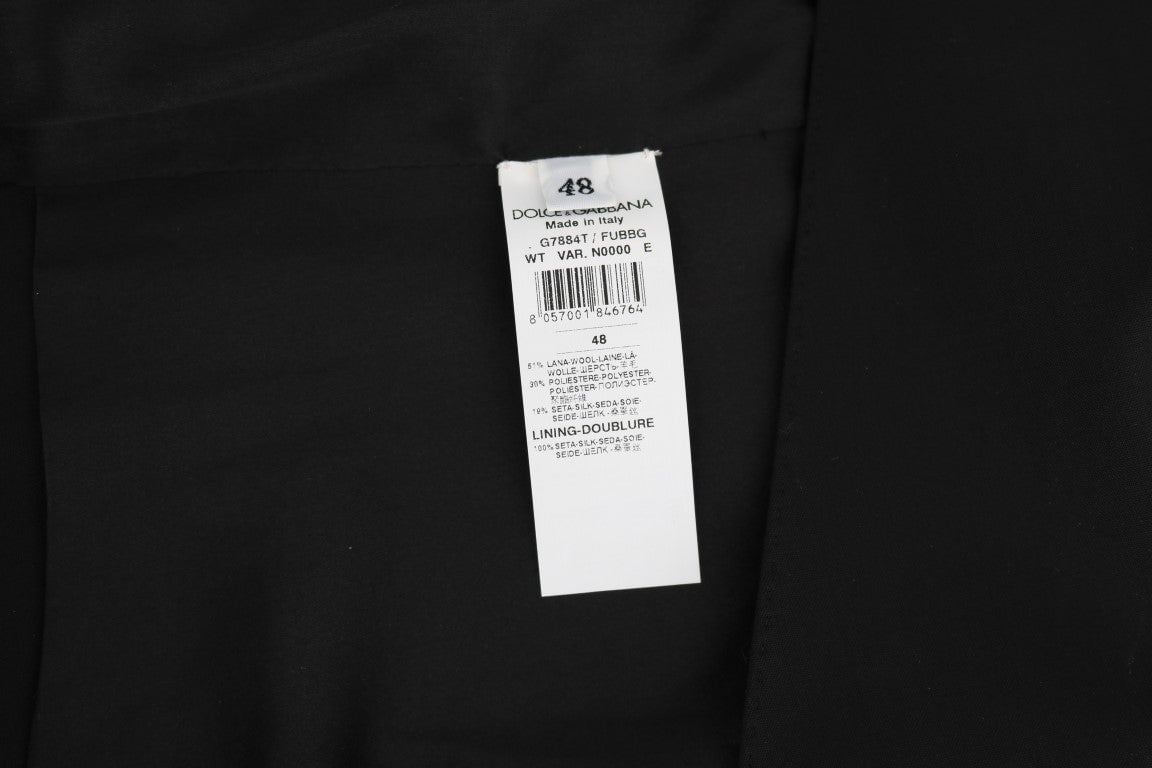 Dolce & Gabbana Black Wool Silk Vest Zwart