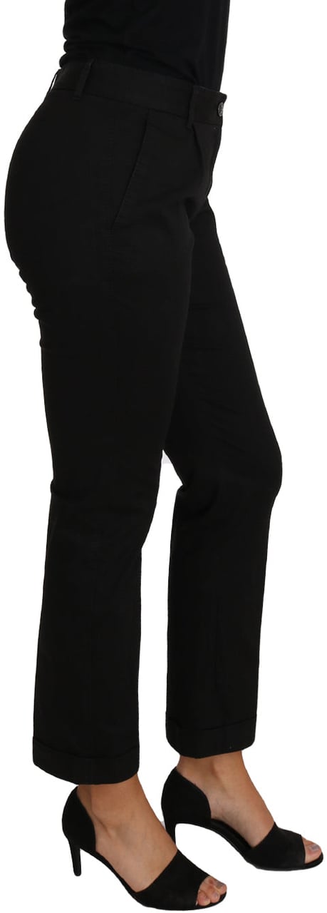 Dolce & Gabbana Black Dress Cropped Straight Straight Pants Zwart