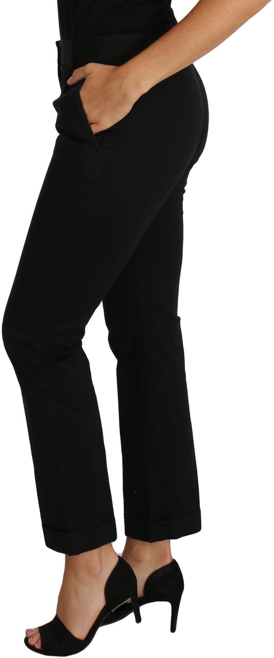 Dolce & Gabbana Black Dress Cropped Straight Straight Pants Zwart