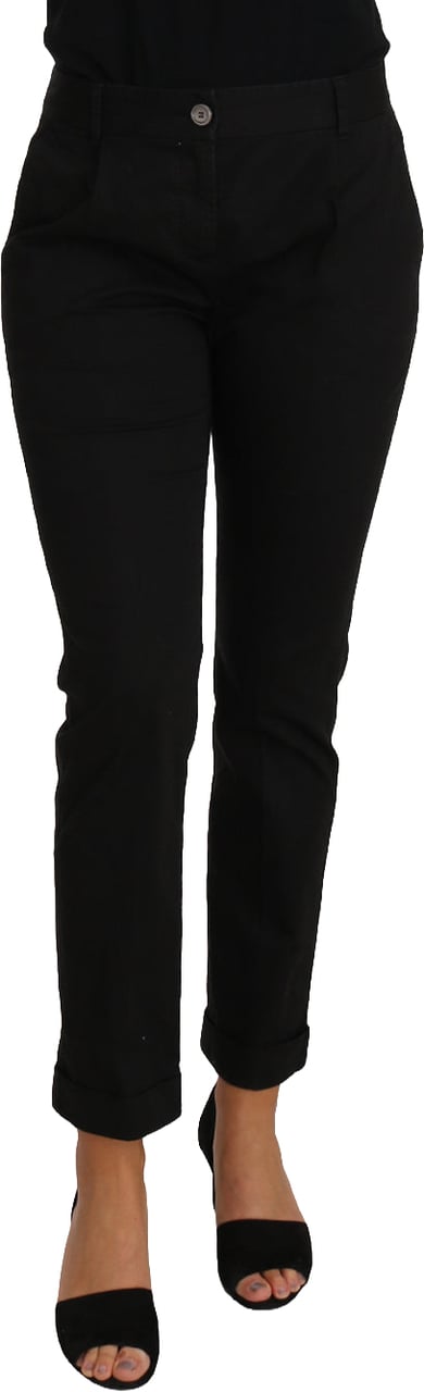 Dolce & Gabbana Black Dress Cropped Straight Straight Pants Zwart