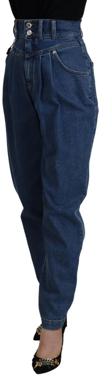 Dolce & Gabbana Blue Cotton High-Waisted Jean Blauw