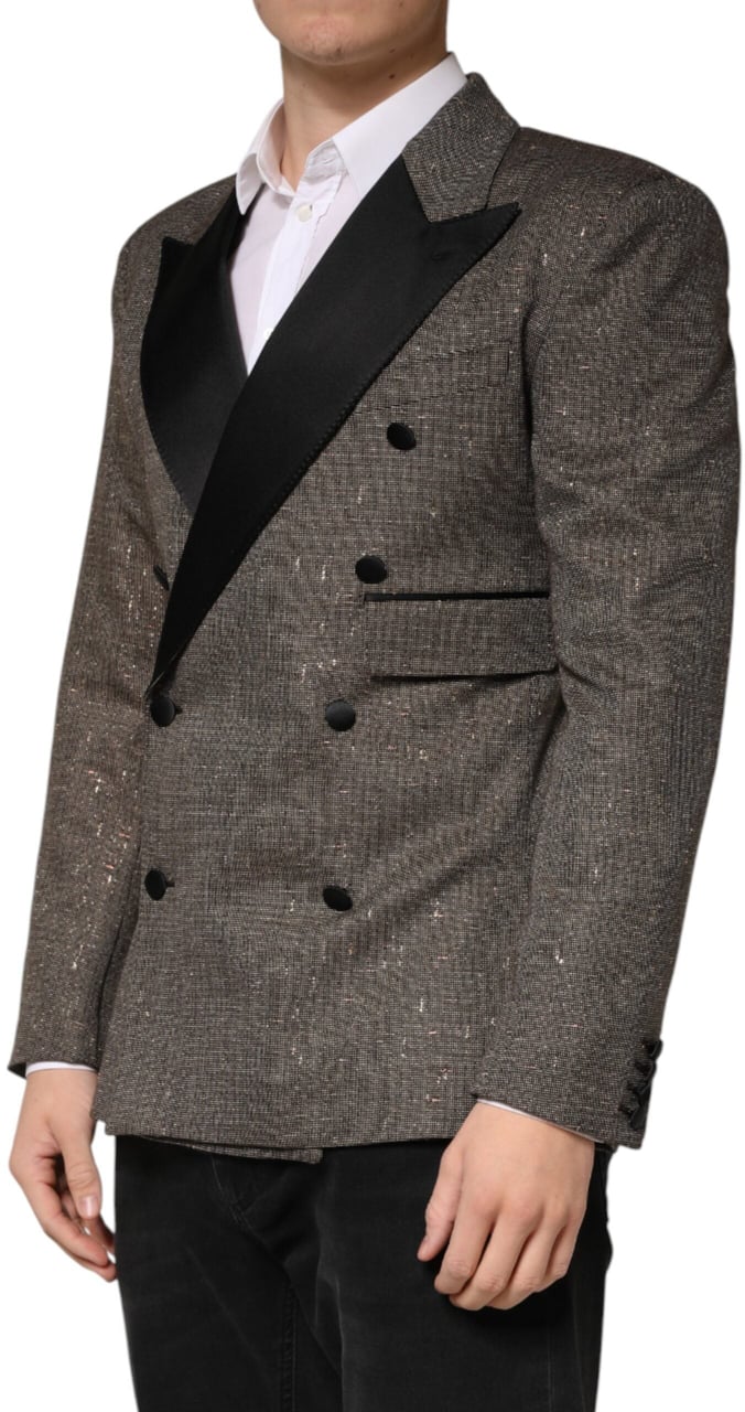 Dolce & Gabbana Gray Double Breasted 2 Button Jacket Blazer Grijs