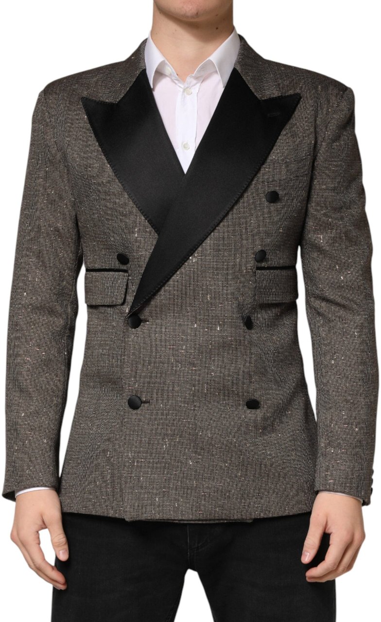 Dolce & Gabbana Gray Double Breasted 2 Button Jacket Blazer Grijs