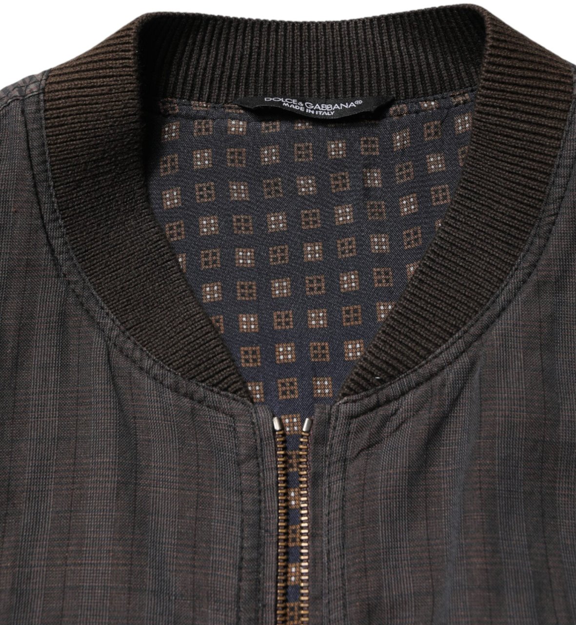 Dolce & Gabbana Black Stripes Cotton Full Zip Bomber Jacket Zwart
