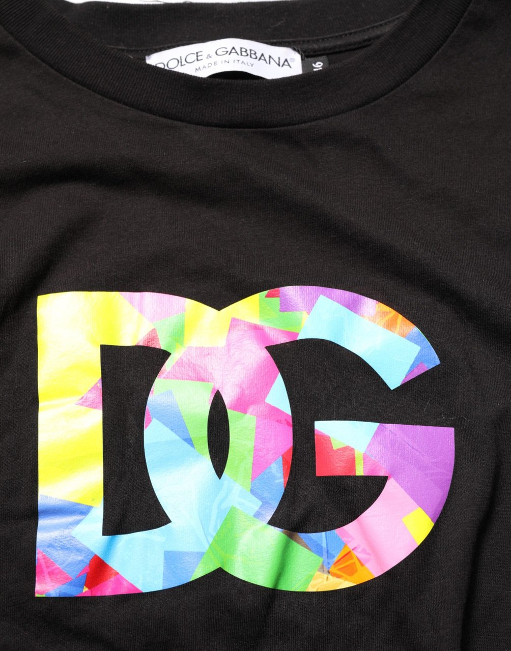 Dolce & Gabbana Black Logo Print Cotton Crew Neck T-shirt Zwart