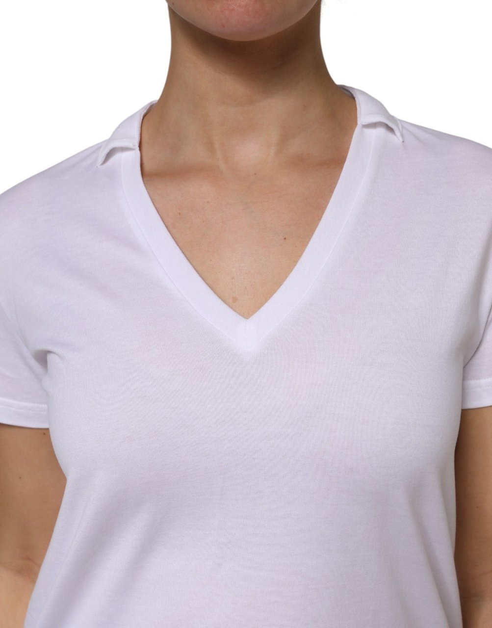 Dolce & Gabbana White V-Neck Cotton Short Sleeves T-shirt Wit