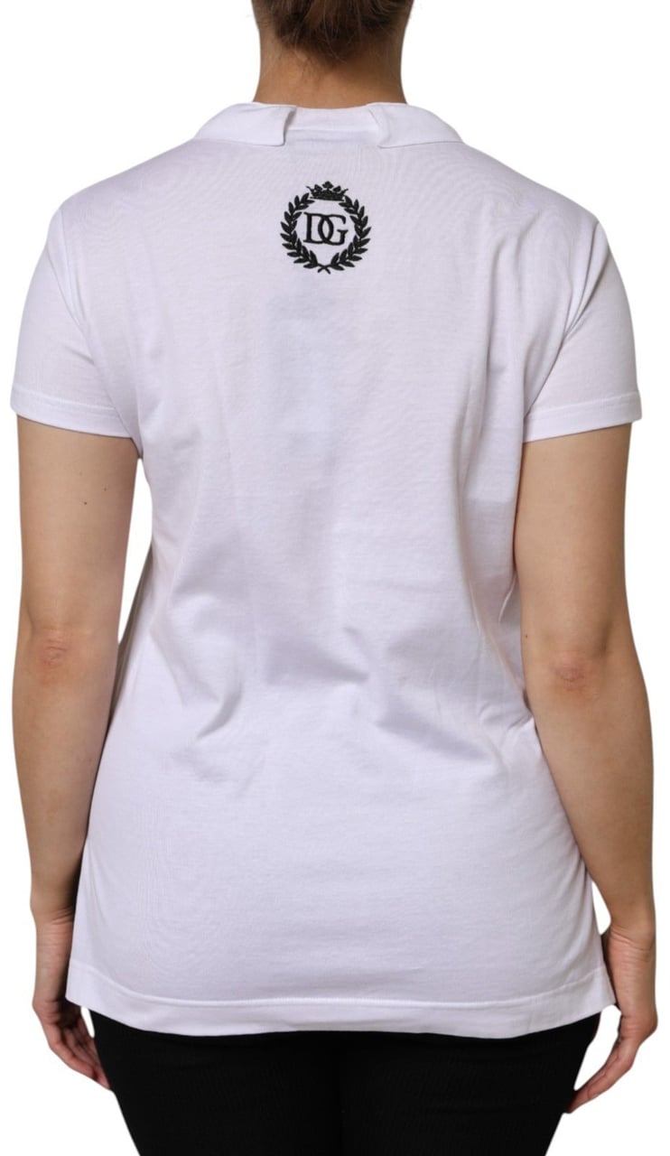 Dolce & Gabbana White V-Neck Cotton Short Sleeves T-shirt Wit