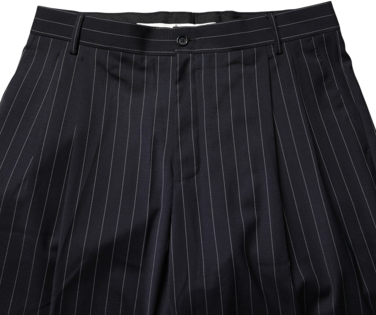 Dolce & Gabbana Black Stripe Straight Men Dress Trouser Pants Zwart