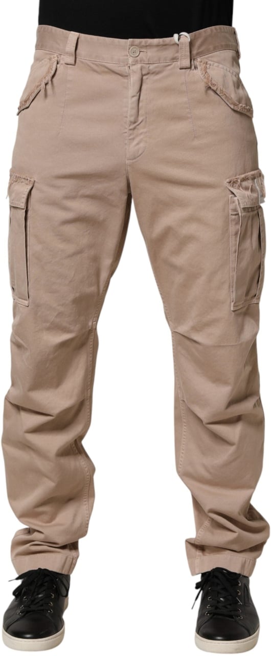 Dolce & Gabbana Beige Straight Cargo Chino Men Trouser Pants Beige