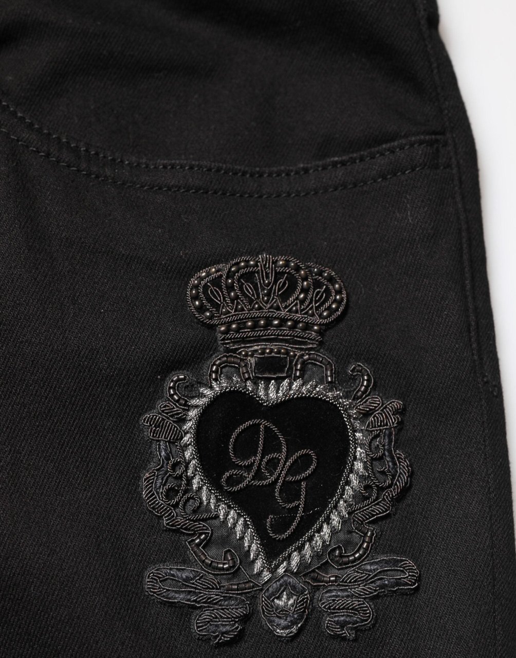 Dolce & Gabbana Black Sacred Heart Skinny Men Denim Jeans Zwart