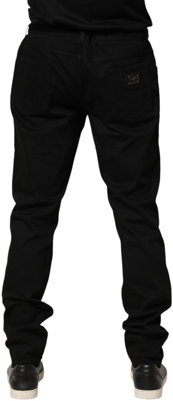 Dolce & Gabbana Black Sacred Heart Skinny Men Denim Jeans Zwart