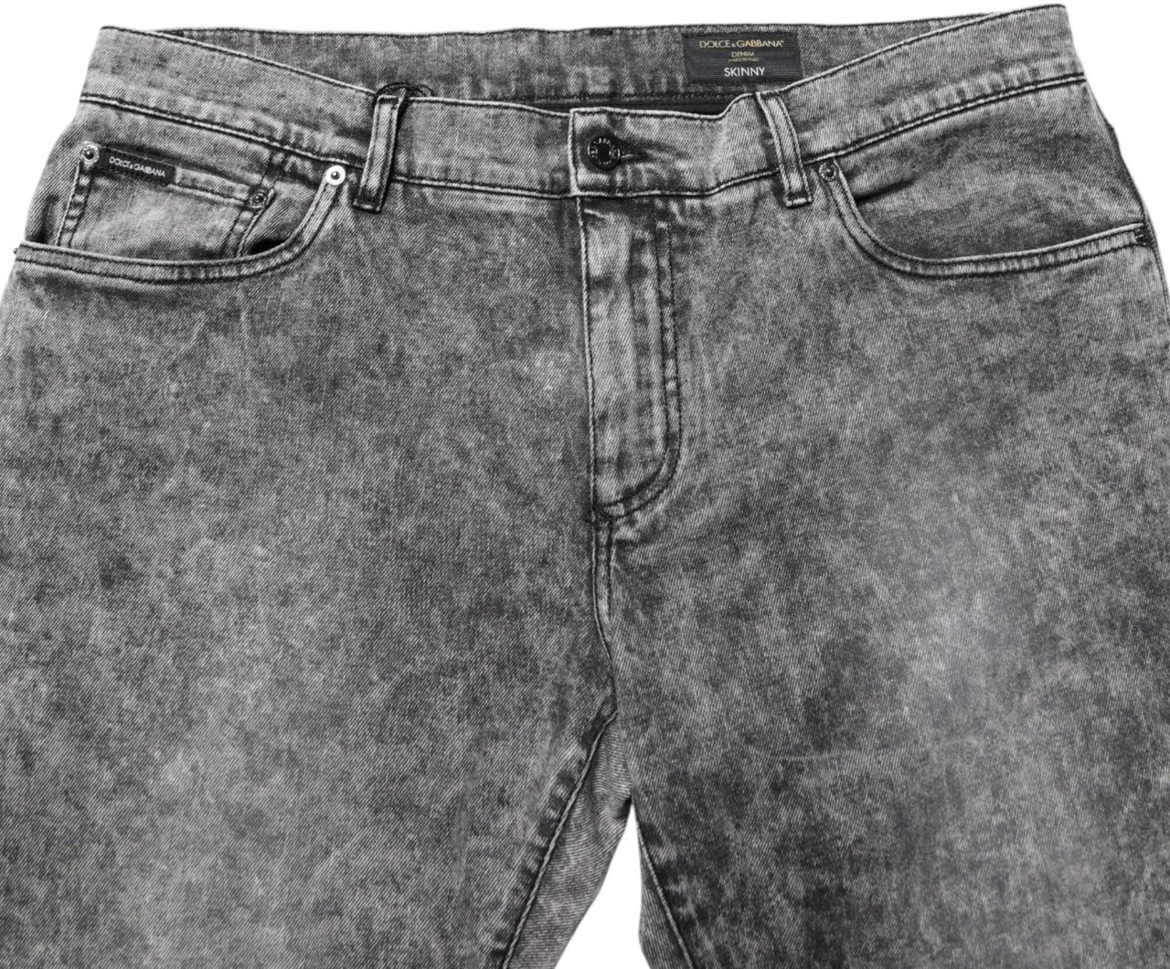 Dolce & Gabbana Gray Cotton Straight Leg Denim Trouser Jeans Grijs