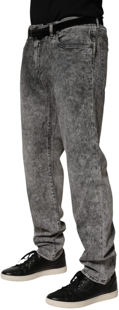 Dolce & Gabbana Gray Cotton Straight Leg Denim Trouser Jeans Grijs