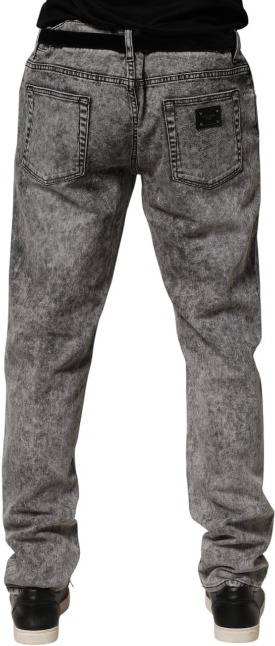 Dolce & Gabbana Gray Cotton Straight Leg Denim Trouser Jeans Grijs