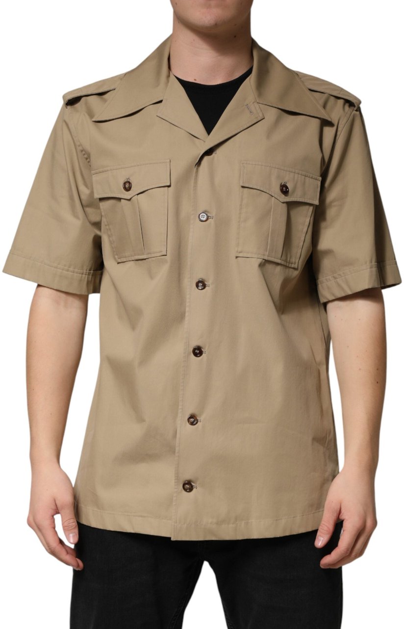 Dolce & Gabbana Brown Pin Up Short Sleeves Men Casual Shirt Bruin