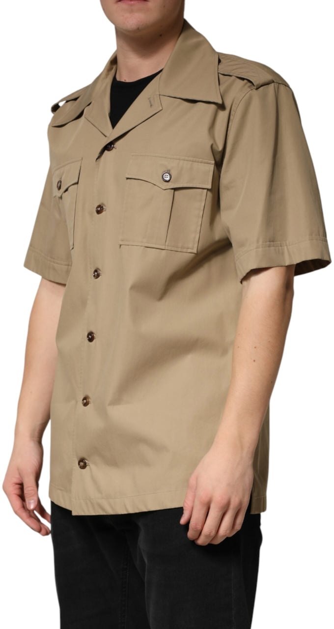 Dolce & Gabbana Brown Pin Up Short Sleeves Men Casual Shirt Bruin