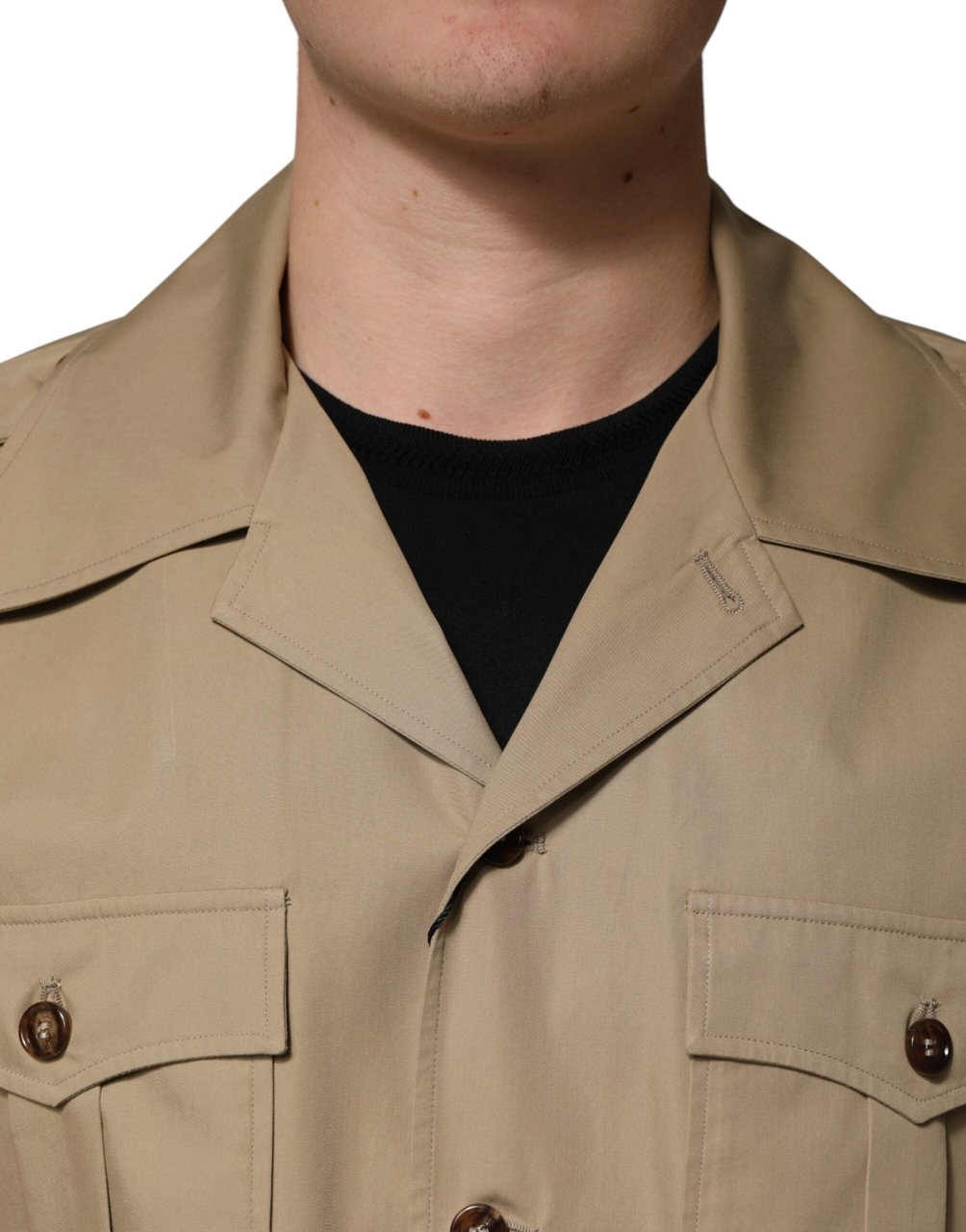 Dolce & Gabbana Brown Pin Up Short Sleeves Men Casual Shirt Bruin