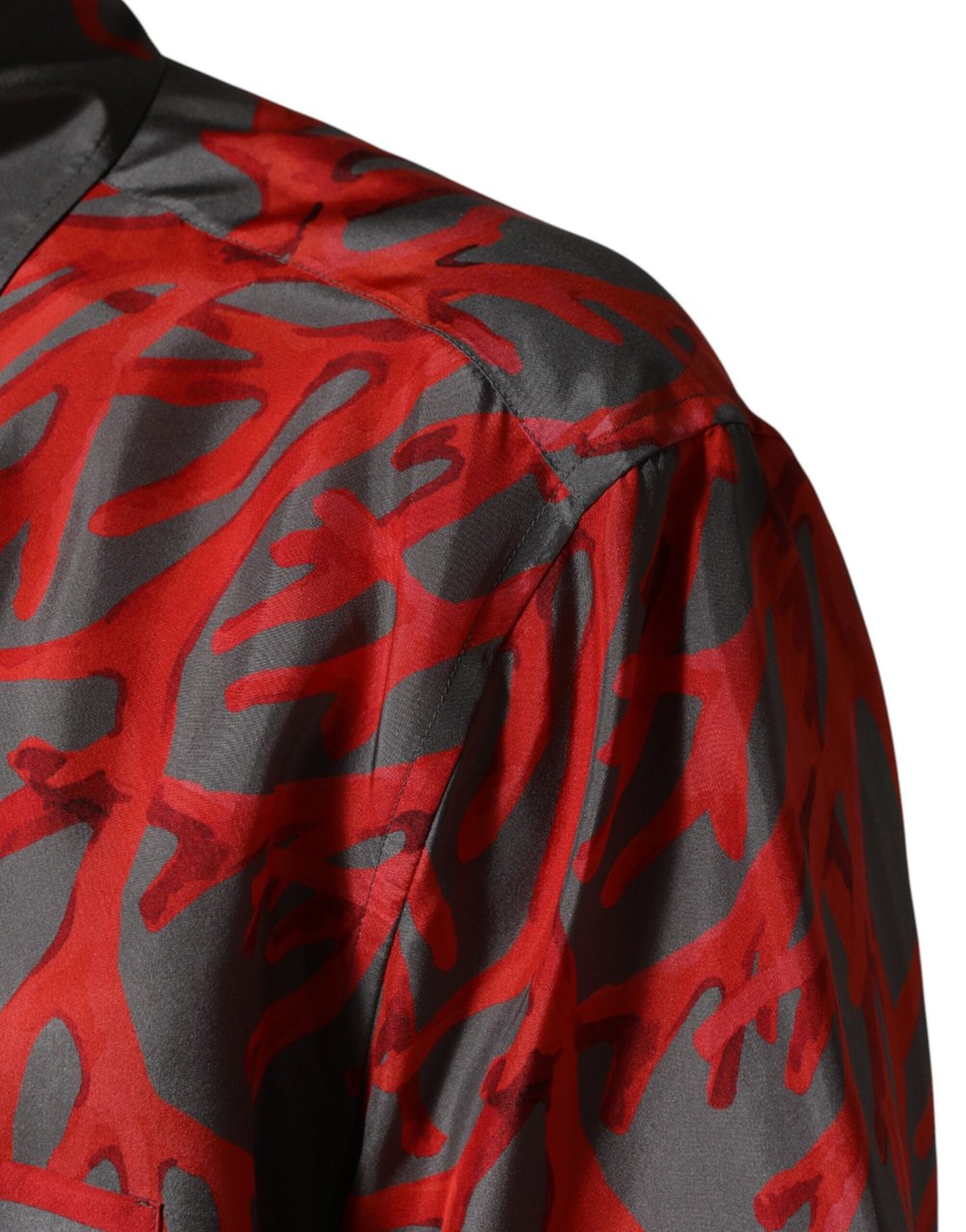 Dolce & Gabbana Gray Red Corals Short Sleeves Casual Shirt Divers