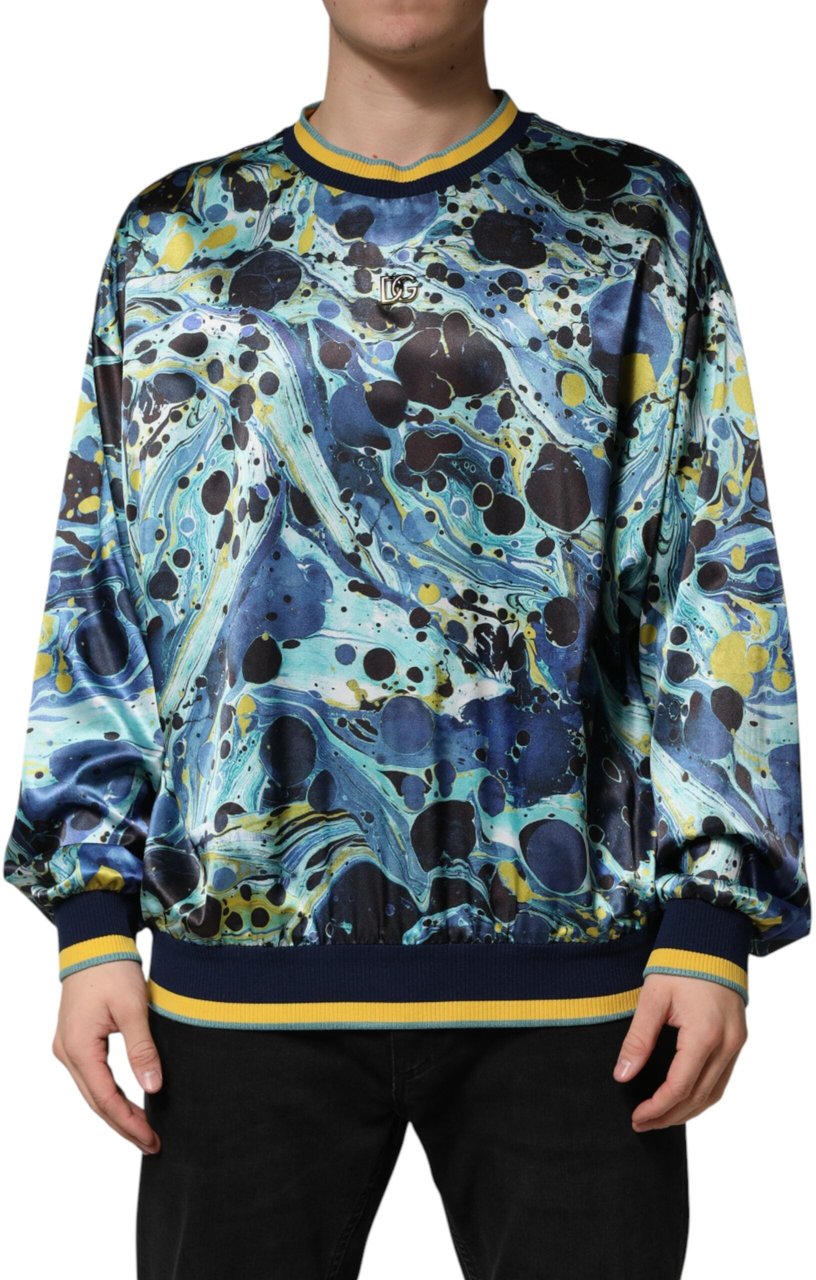 Dolce & Gabbana Multicolor Marble Print Pullover Sweater Divers