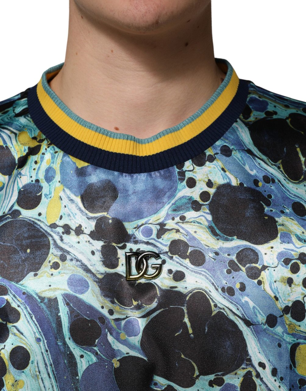 Dolce & Gabbana Multicolor Marble Print Pullover Sweater Divers
